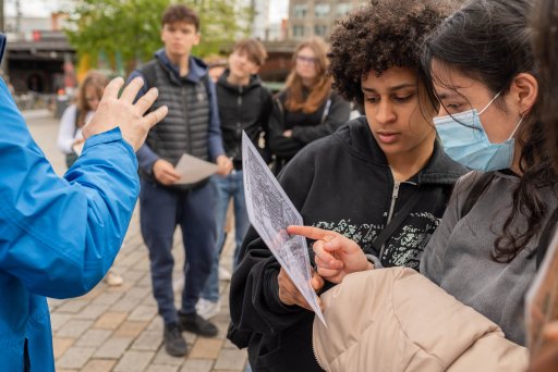 Youths engaging in Jewish history